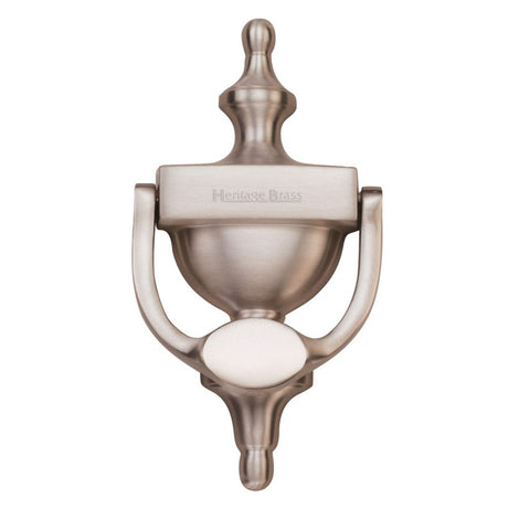 This is an image of a Heritage Brass - Urn Knocker 7 1/4" Satin Nickel Finish, v910-195-sn that is available to order from Trade Door Handles in Kendal.