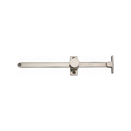 This is an image of a Heritage Brass - Casement Stay Sliding Design 10" Polished Nickel Finish, v991-10-pnf that is available to order from Trade Door Handles in Kendal.