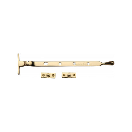 This is an image of a Heritage Brass - Casement Window Stay Ball Design 10 Unlacquered Brass finish, v992-10-ulb that is available to order from Trade Door Handles in Kendal.