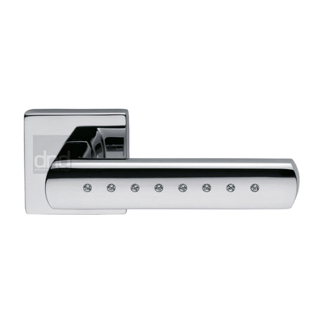 This is an image of a DND - Vita Door Handle on Square Rose Polished Chrome, vs18s-pc that is available to order from Trade Door Handles in Kendal.