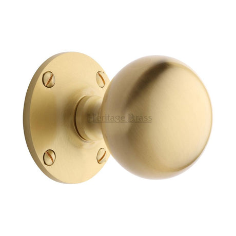 This is an image of a Heritage Brass - Mortice Knob Westminster Design Satin Brass Finish, wes970-sb that is available to order from Trade Door Handles in Kendal.
