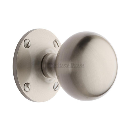 This is an image of a Heritage Brass - Mortice Knob Westminster Design Satin Nickel Finish, wes970-sn that is available to order from Trade Door Handles in Kendal.