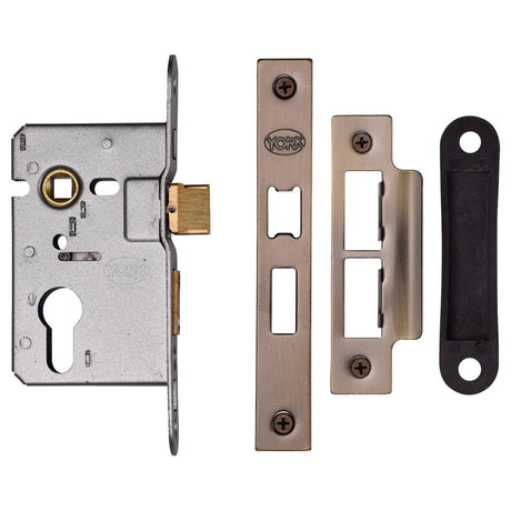 This is an image of a York - EURO SASH LOCK 2 1/2" AT, ykasle2-at that is available to order from Trade Door Handles in Kendal.
