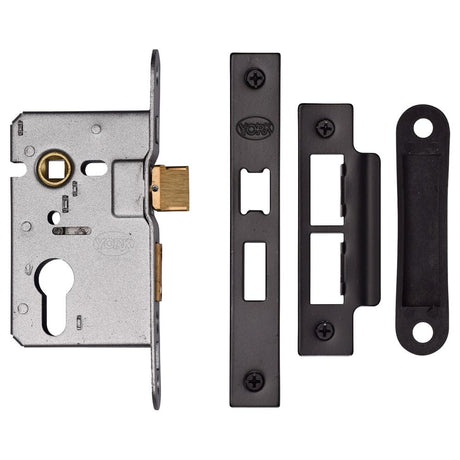 This is an image of a York - EURO SASH LOCK 2 1/2" BLK, ykasle2-blk that is available to order from Trade Door Handles in Kendal.
