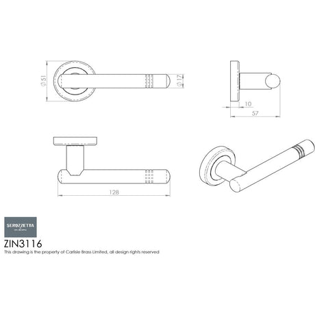 This image is a line drwaing of a Serozzetta - Atalaya Lever On Rose - Satin Chrome available to order from Trade Door Handles in Kendal