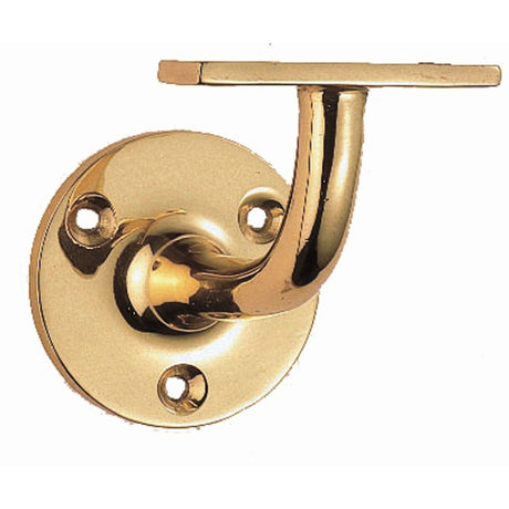 This is an image of a Carlisle Brass - Heavyweight Handrail Bracket - Polished Brass that is availble to order from Trade Door Handles in Kendal.