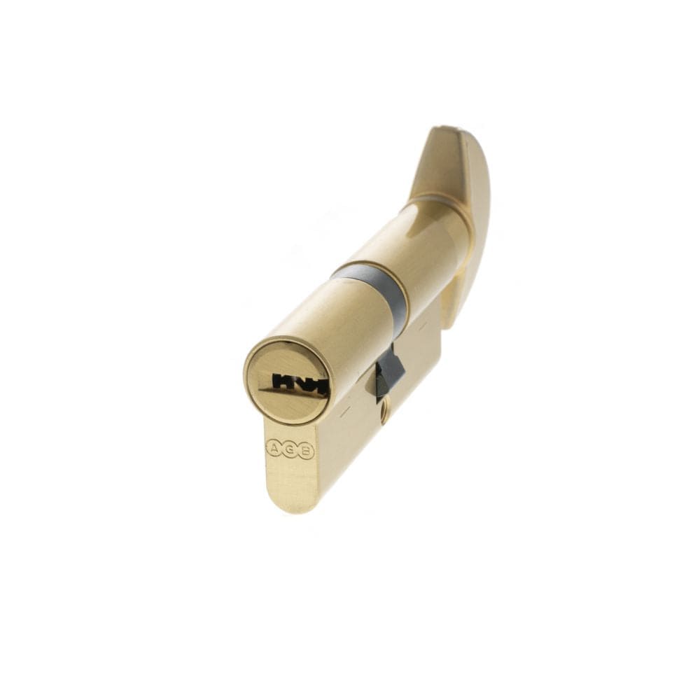 AGB Locks & Latches 35 x 35mm / Satin Brass / Euro Cylinder & Turn AGB Euro Profile 15 Pin Cylinder Key to Turn 35-35mm (70mm) - Satin Brass