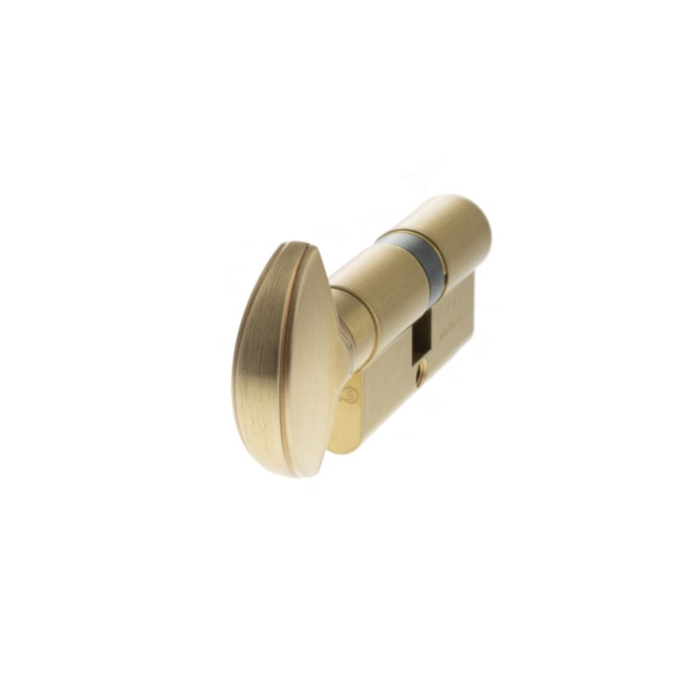 AGB Locks & Latches 30 x 30mm / Satin Brass / Euro Cylinder & Turn AGB Euro Profile 5 Pin Cylinder Key to Turn 30-30mm (60mm) - Satin Brass
