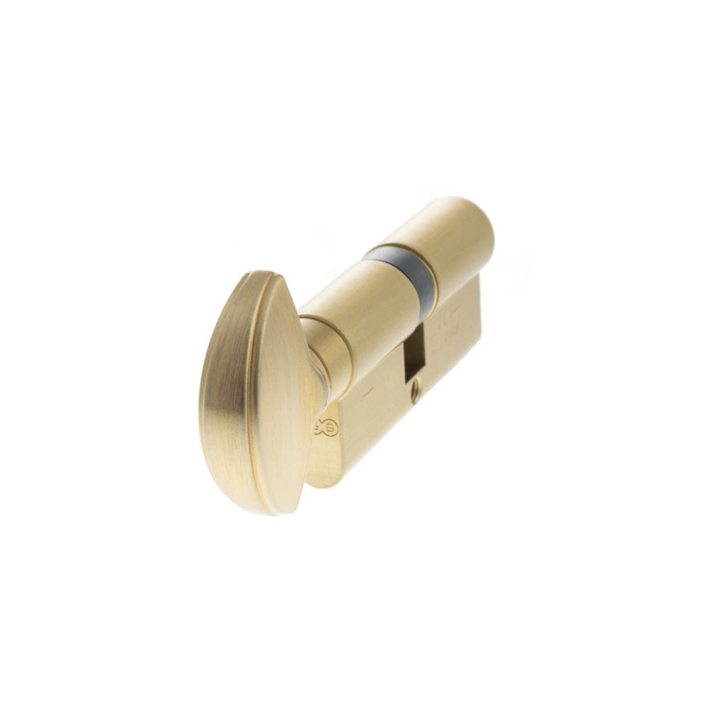 AGB Locks & Latches 35 x 35mm / Satin Brass / Euro Cylinder & Turn AGB Euro Profile 5 Pin Cylinder Key to Turn 35-35mm (70mm) - Satin Brass