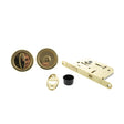 AGB Locks & Latches Polished Brass / Sliding Door Locks / Round AGB Sliding Door Bathroom Lock Set with Round Flush Handle - Polished Brass