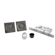 AGB Locks & Latches Satin Chrome / Sliding Door Locks / Square AGB Sliding Door Bathroom Lock Set with Square Flush Handle - Satin Chrome