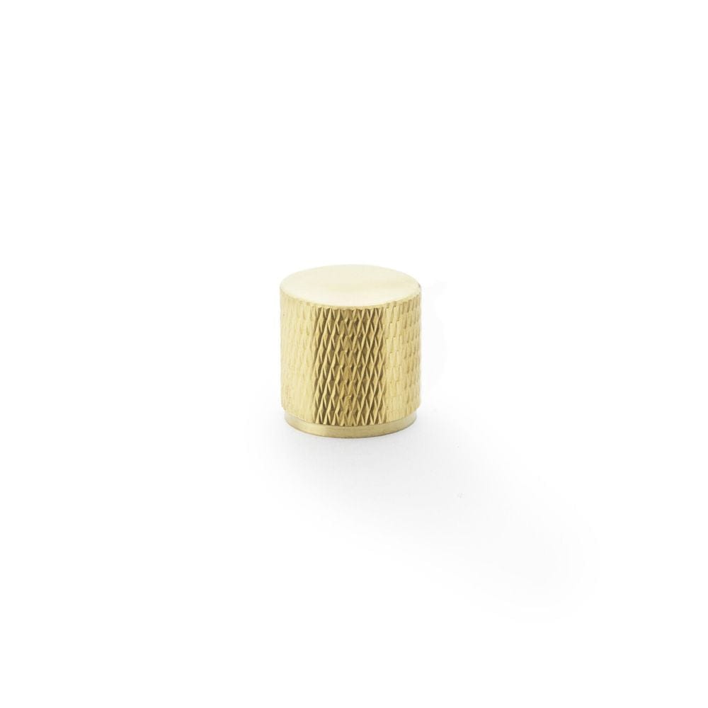 Alexander & Wilks Cabinet Hardware Satin Brass PVD / Cabinet Knobs / 20mm Dia. Alexander & Wilks Brunel Knurled Cylinder Cupboard Knob - Satin Brass PVD - 20mm