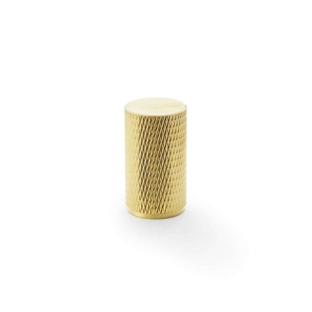 Alexander & Wilks Cabinet Hardware Satin Brass PVD / Cabinet Knobs / 35mm Dia. Alexander & Wilks Brunel Knurled Cylinder Cupboard Knob - Satin Brass PVD - 35mm