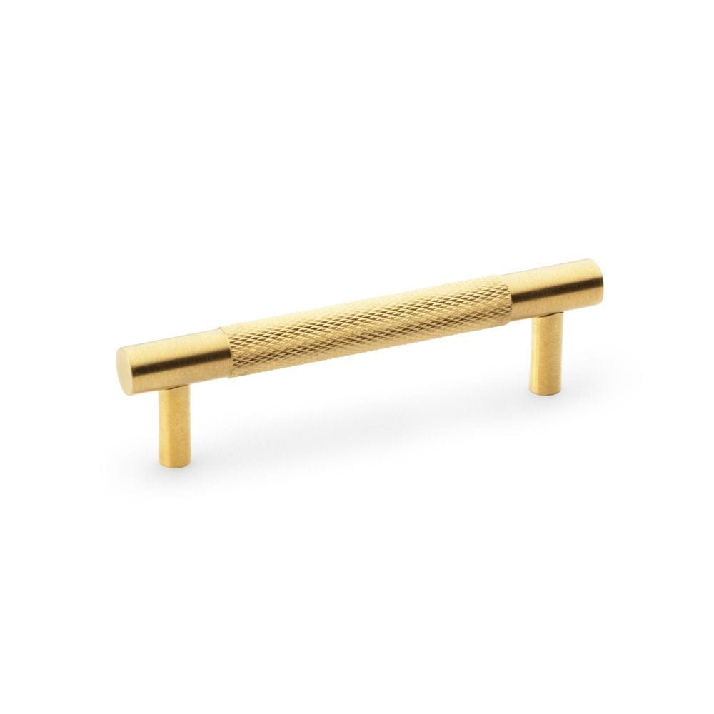 Alexander & Wilks Cabinet Hardware Satin Brass PVD / Cabinet Pull Handles / 96mm Alexander & Wilks Brunel Knurled T-Bar Cupboard Handle - Satin Brass PVD - Centres 96mm