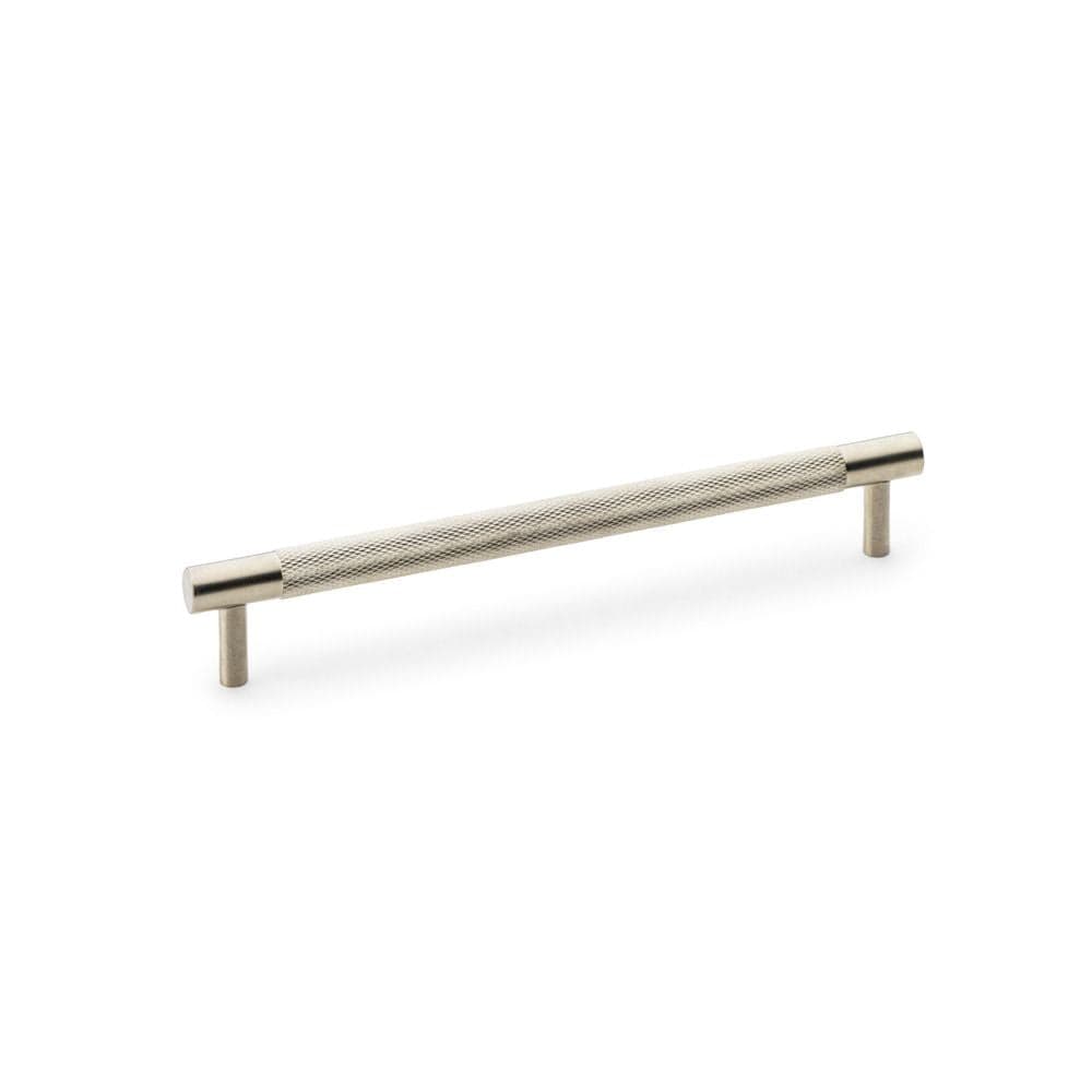 Alexander & Wilks Cabinet Hardware Satin Nickel / Cabinet Pull Handles / 192mm Alexander & Wilks Brunel Knurled T-Bar Cupboard Handle - Satin Nickel - Centres 192mm