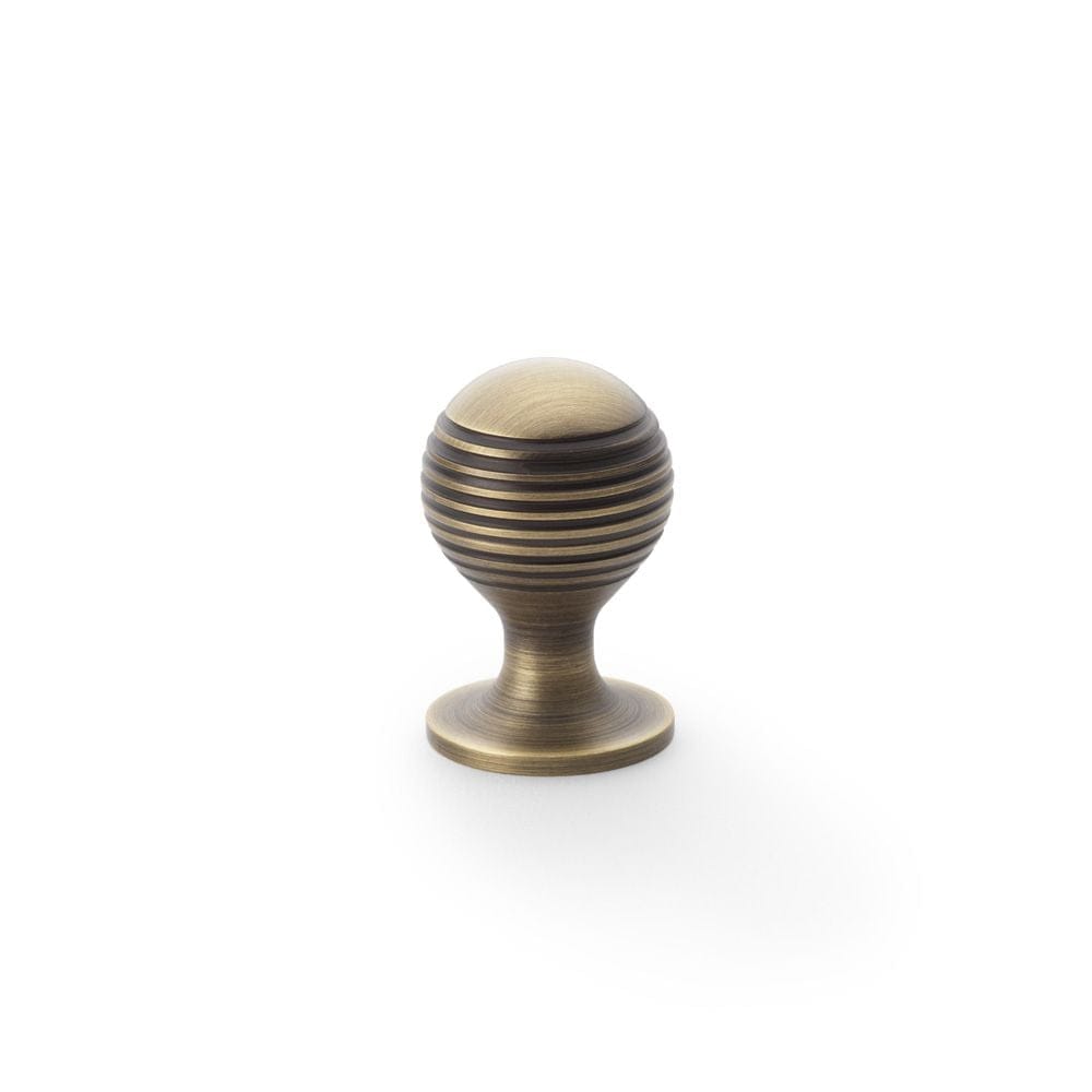 Alexander & Wilks Cabinet Hardware Antique Brass / Cabinet Knobs / 25mm Dia. Alexander & Wilks Caesar Cupboard Knob on Round Rose - Antique Brass - 25mm