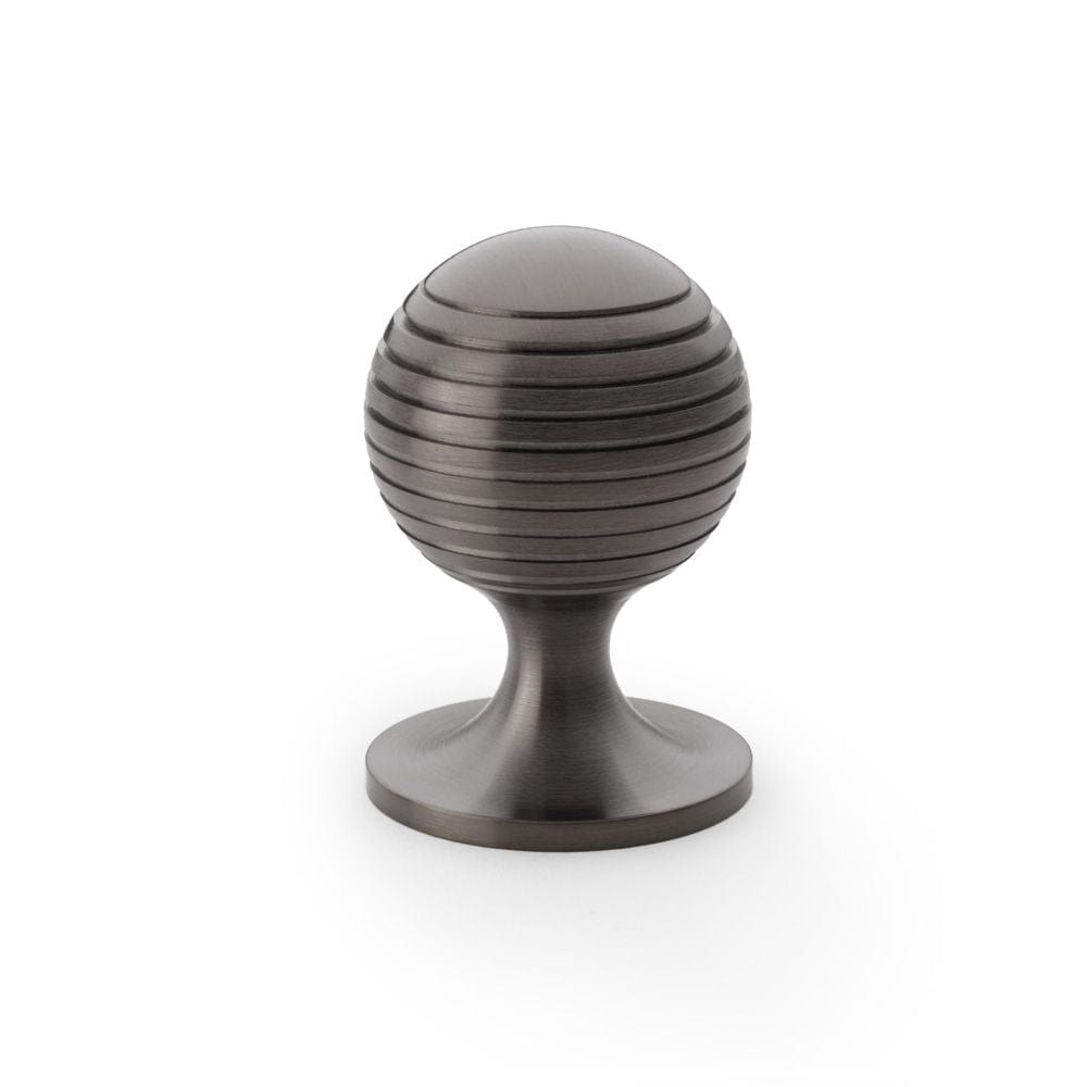 Alexander & Wilks Cabinet Hardware Dark Bronze PVD / Cabinet Knobs / 38mm Dia. Alexander & Wilks Caesar Cupboard Knob on Round Rose - Dark Bronze PVD - 38mm
