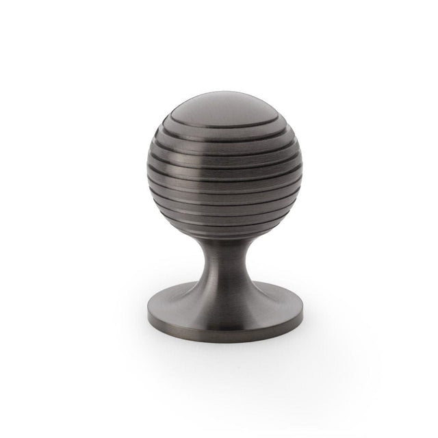 Alexander & Wilks Cabinet Hardware Dark Bronze PVD / Cabinet Knobs / 38mm Dia. Alexander & Wilks Caesar Cupboard Knob on Round Rose - Dark Bronze PVD - 38mm