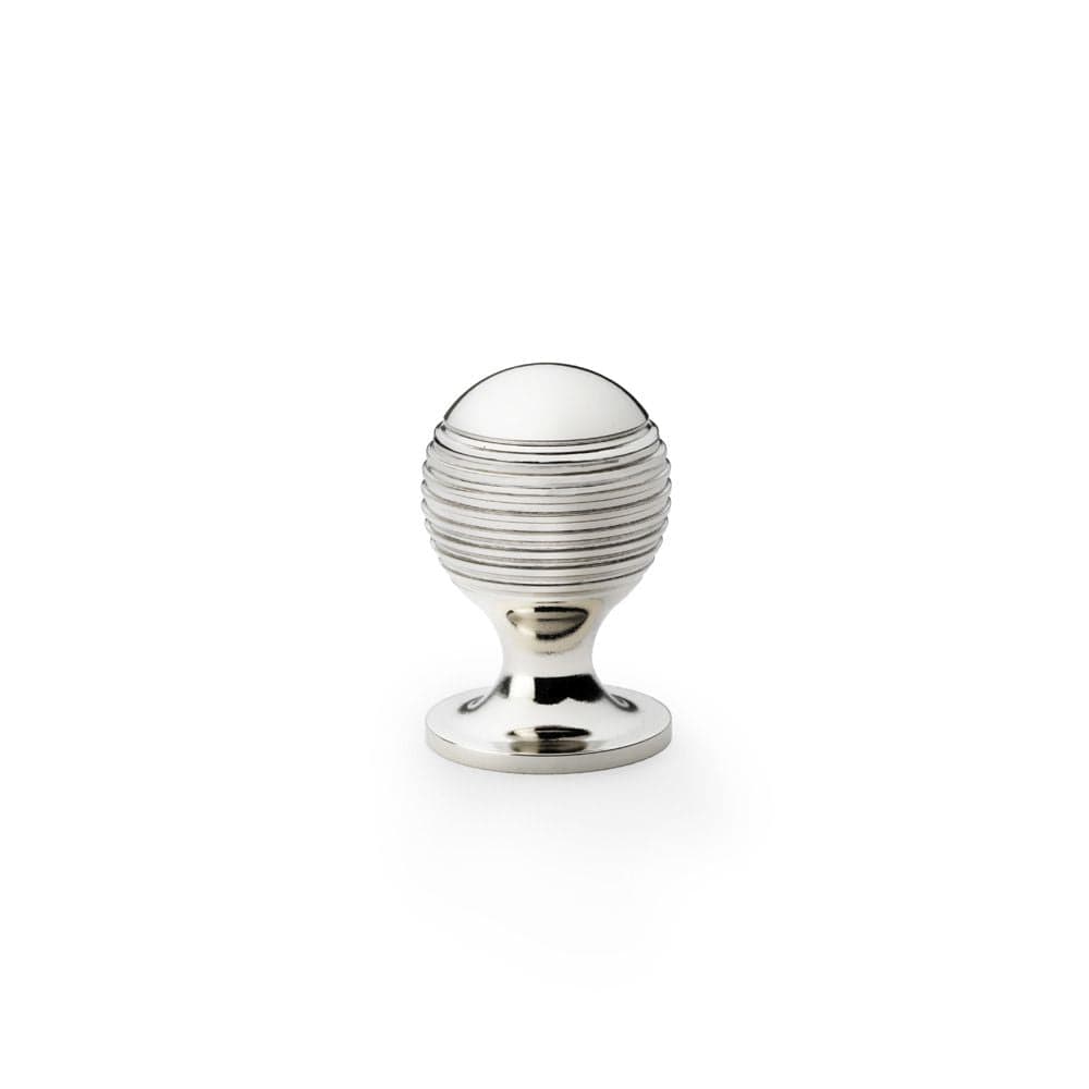 Alexander & Wilks Cabinet Hardware Polished Nickel / Cabinet Knobs / 25mm Dia. Alexander & Wilks Caesar Cupboard Knob on Round Rose - Polished Nickel - 25mm