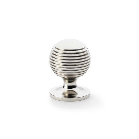 Alexander & Wilks Cabinet Hardware Polished Nickel / Cabinet Knobs / 32mm Dia. Alexander & Wilks Caesar Cupboard Knob on Round Rose - Polished Nickel - 32mm