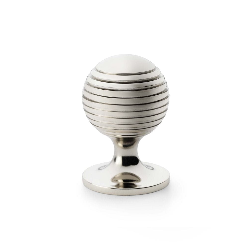 Alexander & Wilks Cabinet Hardware Polished Nickel / Cabinet Knobs / 38mm Dia. Alexander & Wilks Caesar Cupboard Knob on Round Rose - Polished Nickel - 38mm