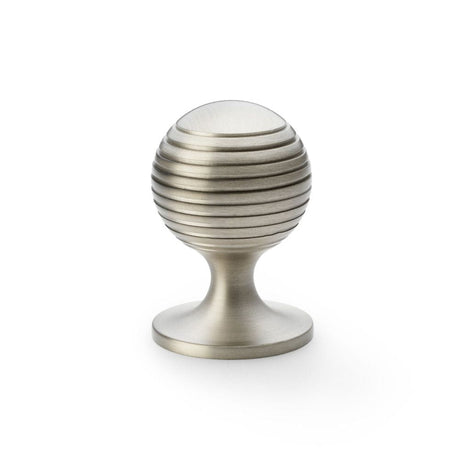 Alexander & Wilks Cabinet Hardware Satin Nickel / Cabinet Knobs / 38mm Dia. Alexander & Wilks Caesar Cupboard Knob on Round Rose - Satin Nickel - 38mm