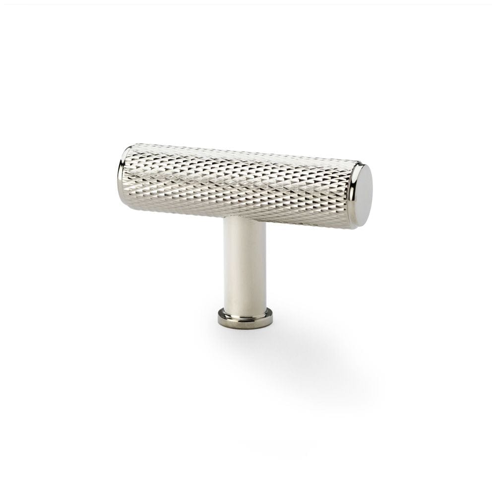 Alexander & Wilks Cabinet Hardware Polished Nickel / Cabinet Knobs Alexander & Wilks Crispin Knurled T-bar Cupboard Knob - Polished Nickel