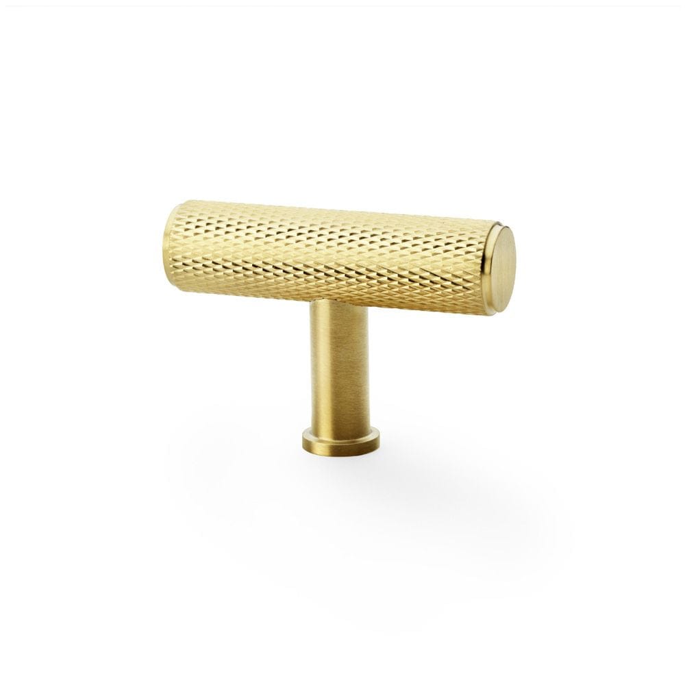 Alexander & Wilks Cabinet Hardware Satin Brass PVD / Cabinet Knobs Alexander & Wilks Crispin Knurled T-bar Cupboard Knob - Satin Brass PVD