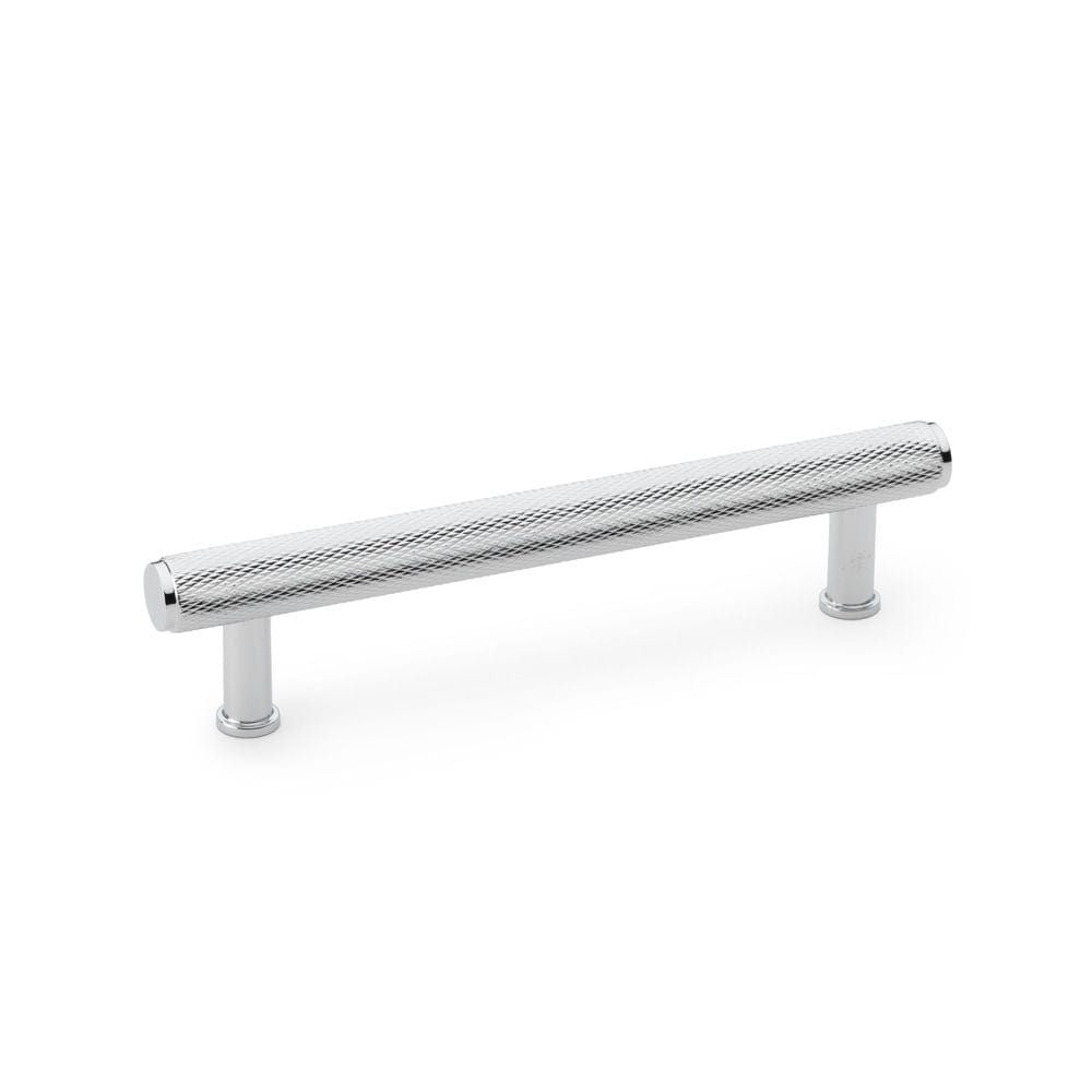 Alexander & Wilks Cabinet Hardware Polished Chrome / Cabinet Pull Handles / 128mm Alexander & Wilks Crispin Knurled T-bar Cupboard Pull Handle - Polished Chrome - Centres 128mm