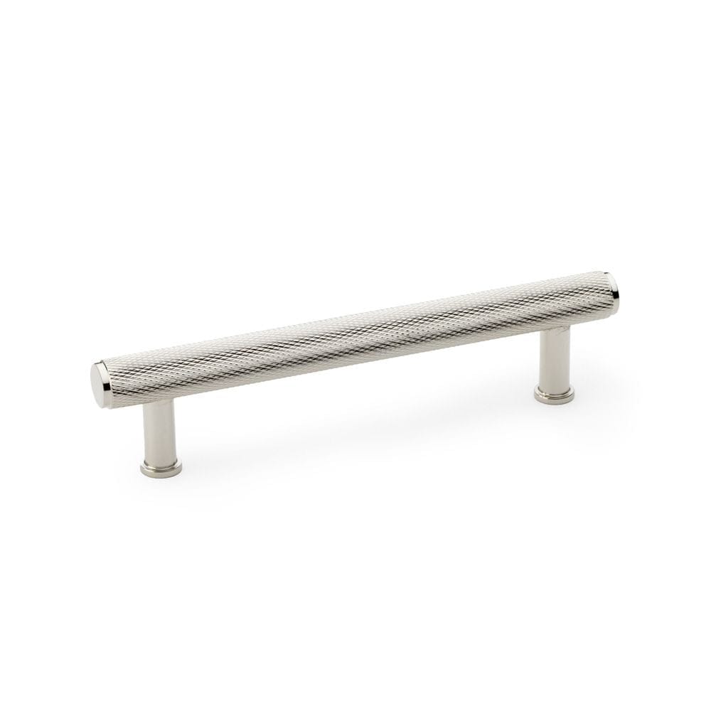 Alexander & Wilks Cabinet Hardware Polished Nickel / Cabinet Pull Handles / 128mm Alexander & Wilks Crispin Knurled T-bar Cupboard Pull Handle - Polished Nickel - Centres 128mm