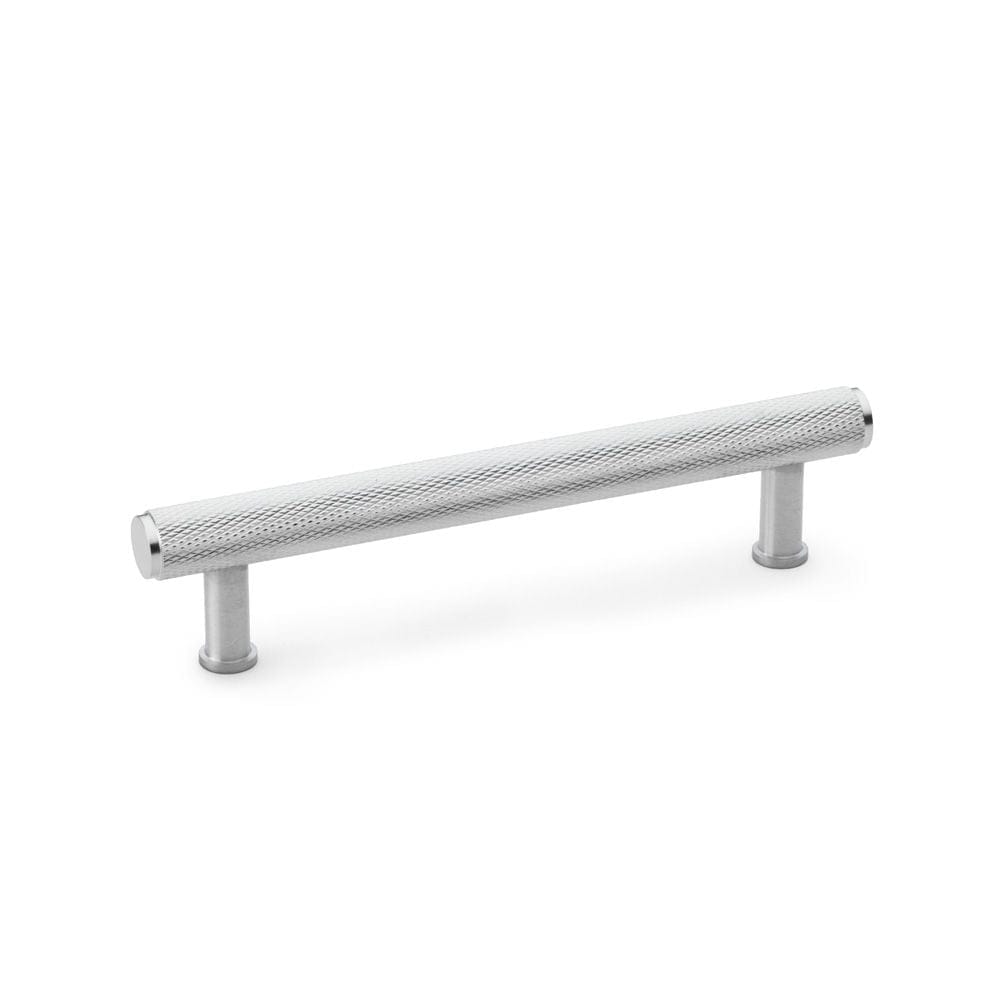 Alexander & Wilks Cabinet Hardware Satin Chrome / Cabinet Pull Handles / 128mm Alexander & Wilks Crispin Knurled T-bar Cupboard Pull Handle - Satin Chrome - Centres 128mm