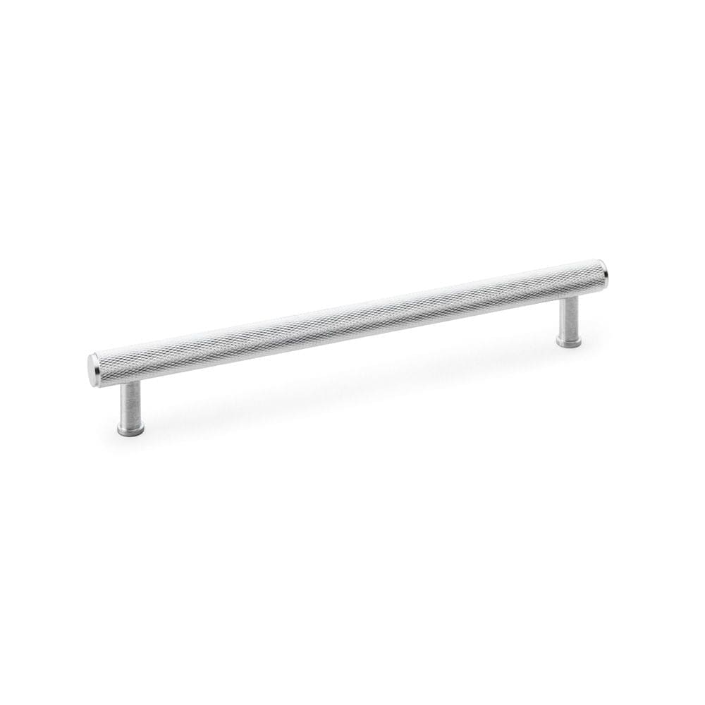 Alexander & Wilks Cabinet Hardware Satin Chrome / Cabinet Pull Handles / 224mm Alexander & Wilks Crispin Knurled T-bar Cupboard Pull Handle - Satin Chrome - Centres 224mm