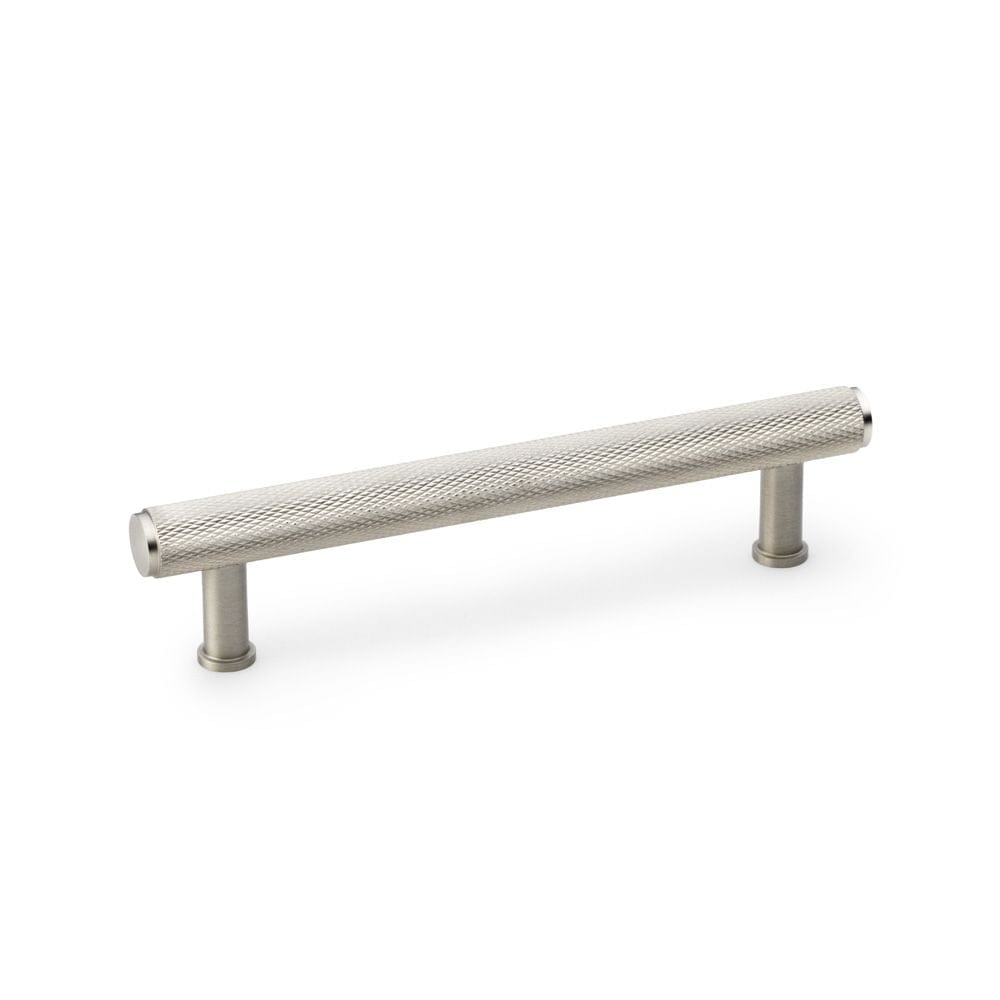 Alexander & Wilks Cabinet Hardware Satin Nickel / Cabinet Pull Handles / 128mm Alexander & Wilks Crispin Knurled T-bar Cupboard Pull Handle - Satin Nickel - Centres 128mm