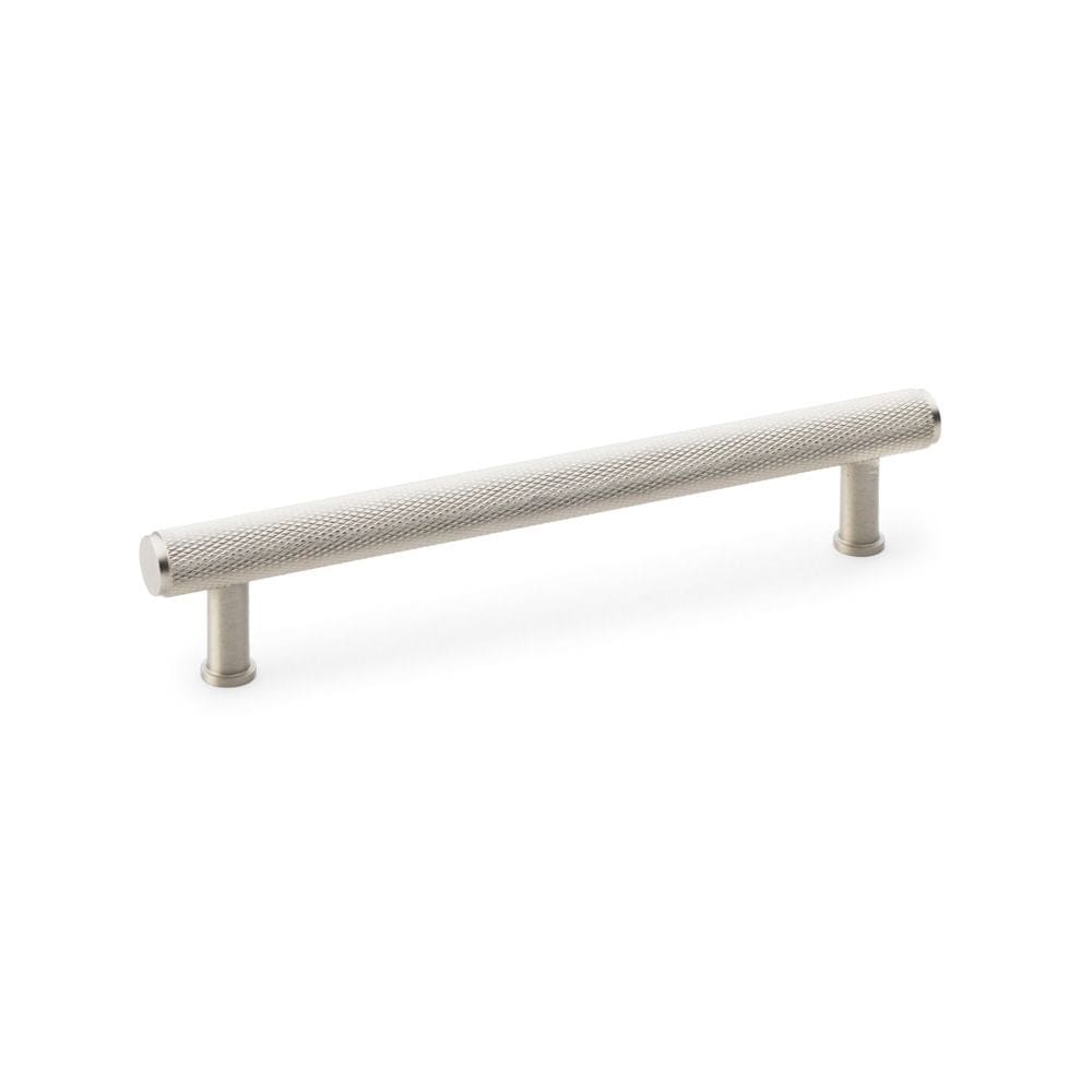 Alexander & Wilks Cabinet Hardware Satin Nickel / Cabinet Pull Handles / 160mm Alexander & Wilks Crispin Knurled T-bar Cupboard Pull Handle - Satin Nickel - Centres 160mm