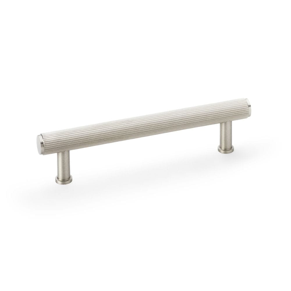 Alexander & Wilks Cabinet Hardware Satin Nickel / Cabinet Pull Handles / 128mm Alexander & Wilks Crispin Reeded T-bar Cupboard Pull Handle - Satin Nickel - 128mm