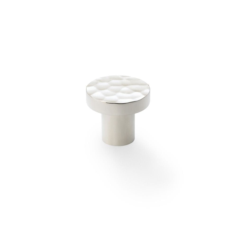 Alexander & Wilks Cabinet Hardware Polished Nickel / Cabinet Knobs / 30mm Dia. Alexander & Wilks Hanover Hammered Cupboard Knob - Polished Nickel - 30mm