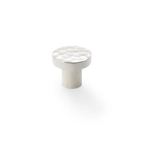 Alexander & Wilks Cabinet Hardware Polished Nickel / Cabinet Knobs / 30mm Dia. Alexander & Wilks Hanover Hammered Cupboard Knob - Polished Nickel - 30mm