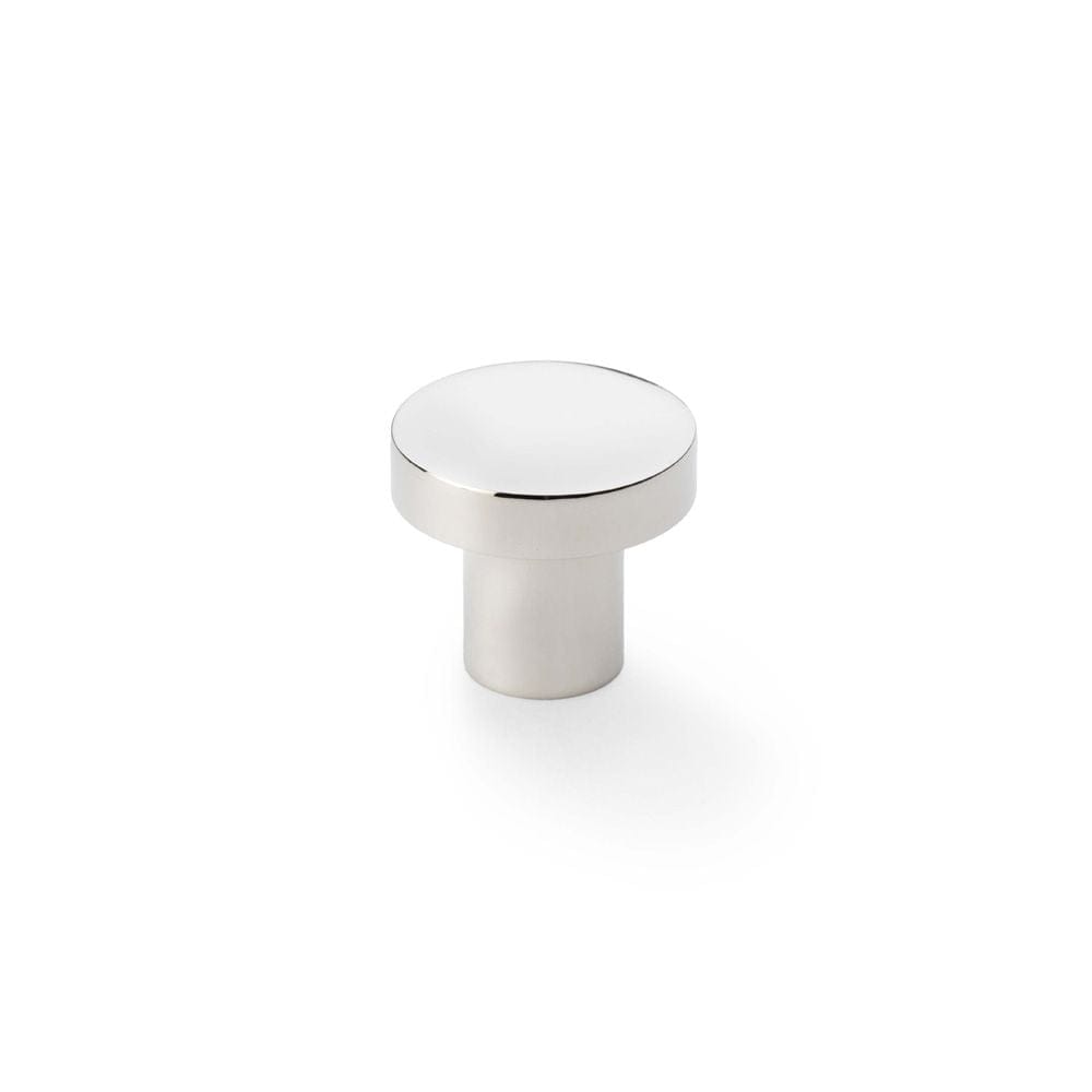 Alexander & Wilks Cabinet Hardware Polished Nickel / Cabinet Knobs / 30mm Dia. Alexander & Wilks Hanover Plain Cupboard Knob - Polished Nickel - Knob 30mm