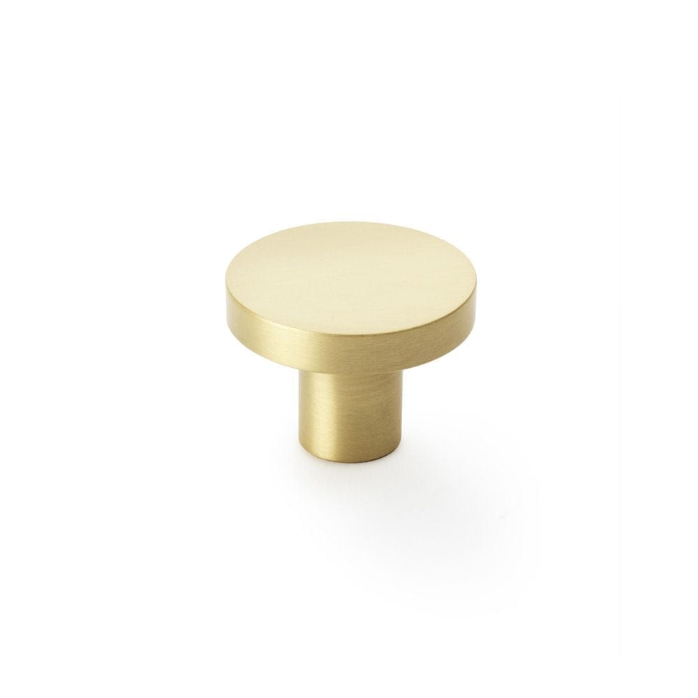 Alexander & Wilks Cabinet Hardware Satin Brass / Cabinet Knobs / 38mm Dia. Alexander & Wilks Hanover Plain Cupboard Knob - Satin Brass - Knob 38mm