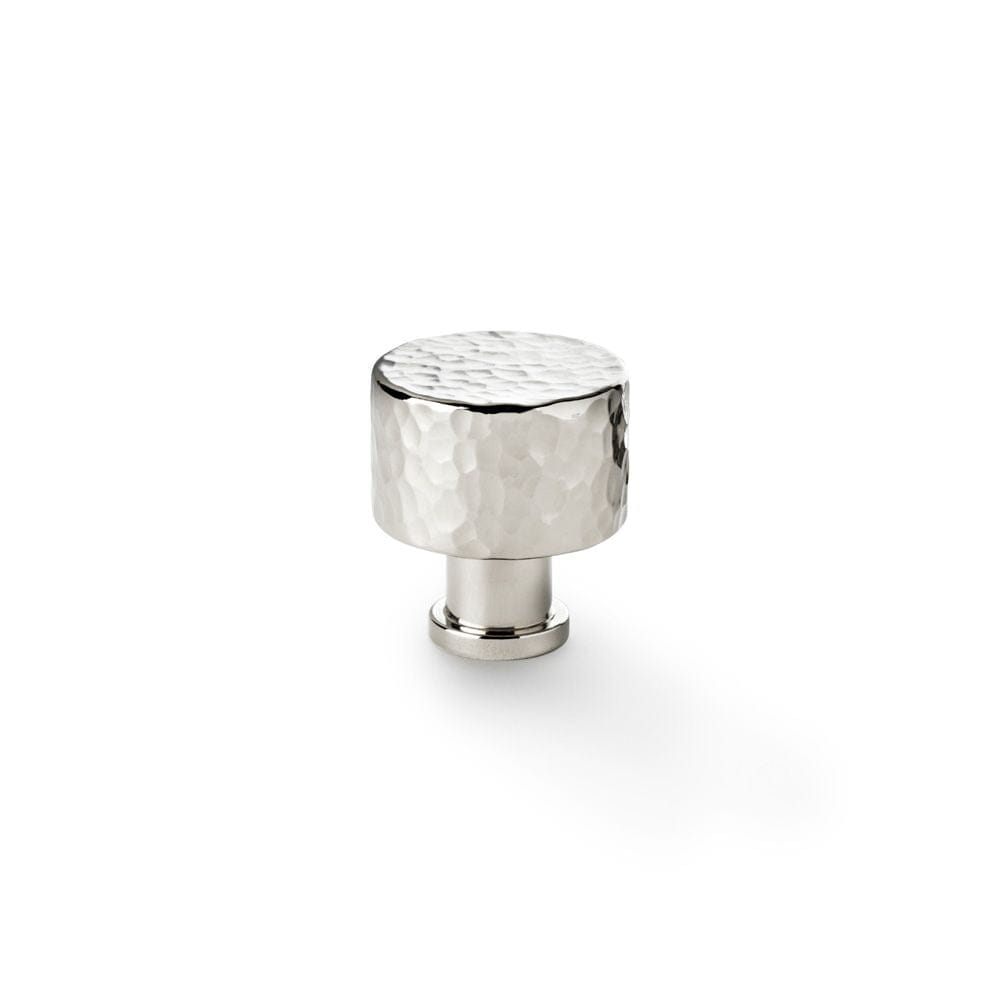 Alexander & Wilks Cabinet Hardware Polished Nickel / Cabinet Knobs / 30mm Dia. Alexander & Wilks Leila Hammered Cupboard Knob - Polished Nickel - 30mm