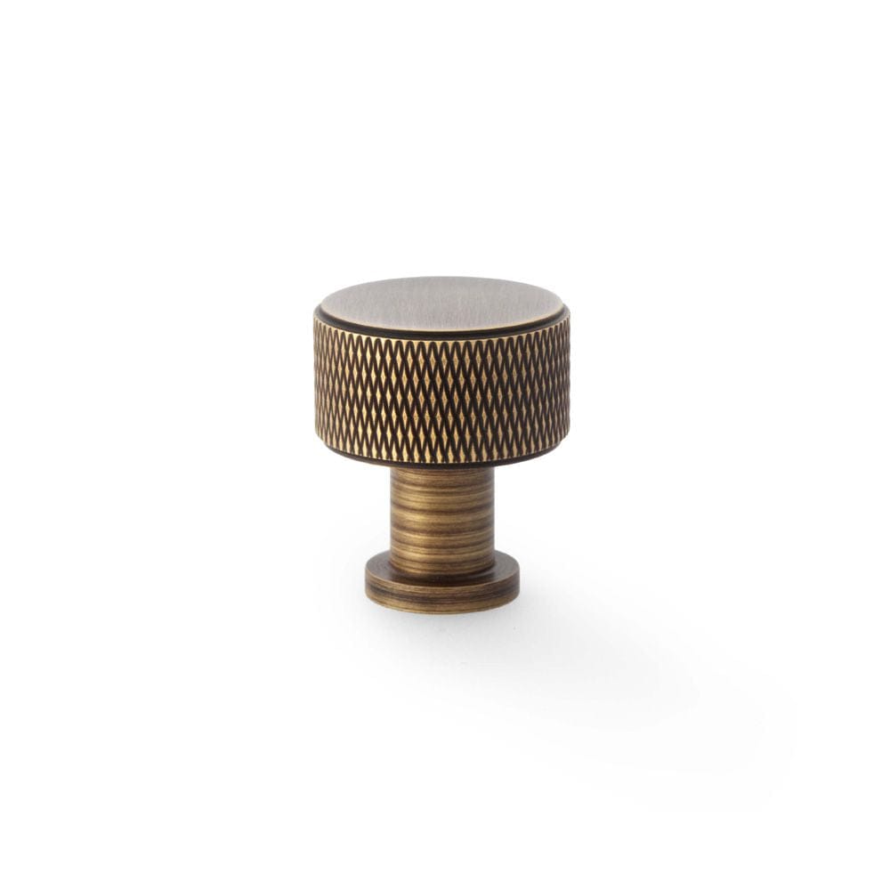 Alexander & Wilks Cabinet Hardware Antique Brass / Cabinet Knobs / 29mm Dia. Alexander & Wilks Lucia Knurled Cupboard Knob - Antique Brass - 29mm