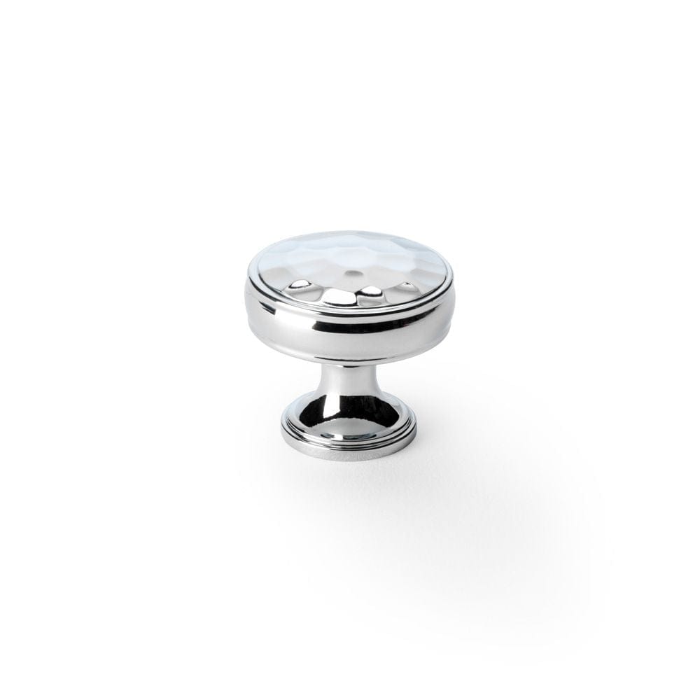 Alexander & Wilks Cabinet Hardware Polished Chrome / Cabinet Knobs / 32mm Dia. Alexander & Wilks Lynd Hammered Cupboard Knob - Polished Chrome - 32mm