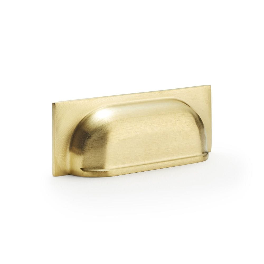 Alexander & Wilks Cabinet Hardware Satin Brass PVD / Cabinet Cup Pulls / 96mm c/c Alexander & Wilks Quantock Cup Pull Handle - Satin Brass - Centers 96mm