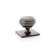 Alexander & Wilks Cabinet Hardware Dark Bronze PVD / Cabinet Knobs / 34mm Dia. Alexander & Wilks Quantock Cupboard Knob on Square Backplate - Dark Bronze PVD - 34mm