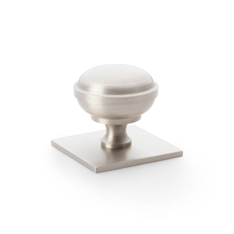 Alexander & Wilks Cabinet Hardware Satin Nickel / Cabinet Knobs / 38mm Dia. Alexander & Wilks Quantock Cupboard Knob on Square Backplate - Satin Nickel - 38mm