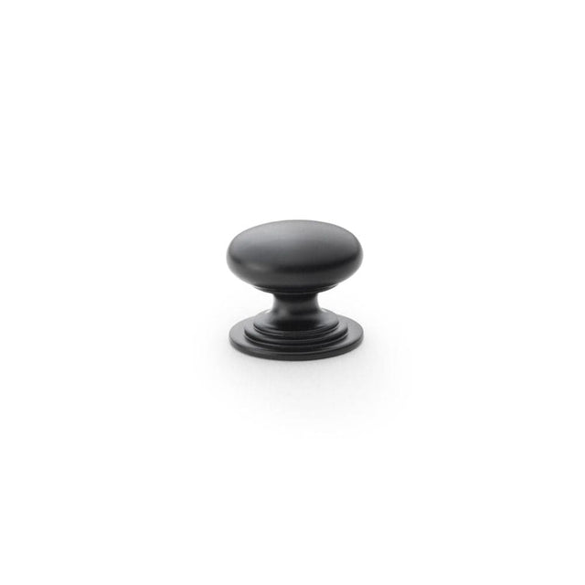 Alexander & Wilks Cabinet Hardware Black / Cabinet Knobs / 25mm Dia. Alexander & Wilks Waltz Round Cupboard Knob on Stepped Rose - Black - 25mm