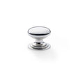 Alexander & Wilks Cabinet Hardware Polished Nickel / Cabinet Knobs / 32mm Dia. Alexander & Wilks Waltz Round Cupboard Knob on Stepped Rose - Polished Nickel - 32mm