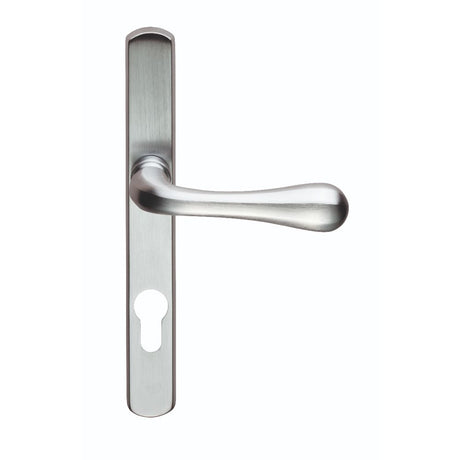 This is an image of a Manital - Astro Lever on Euro Lock Narrowplate 70mm c/c - Satin Chrome that is availble to order from Trade Door Handles in Kendal.