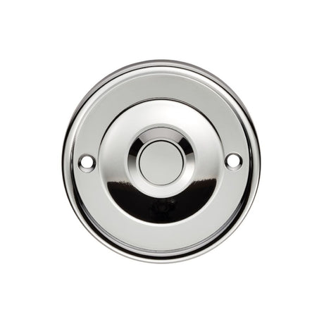 This is an image of a Carlisle Brass - Round Bell Push - Polished Chrome that is availble to order from Trade Door Handles in Kendal.