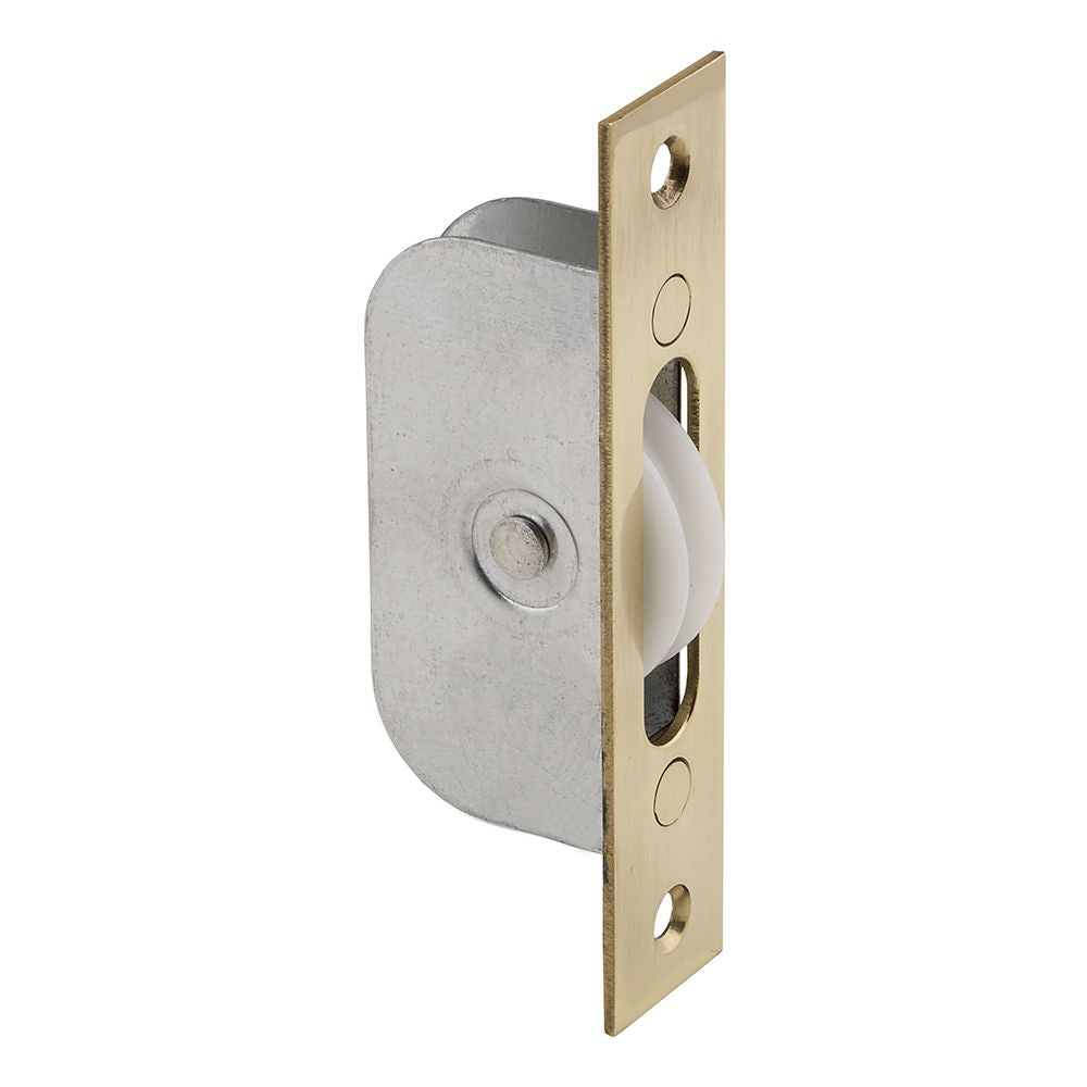 This is an image of a Carlisle Brass - Sash Window Axle Pulley No 2 - Polished Brass that is availble to order from Trade Door Handles in Kendal.